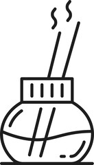 Incense aroma sticks with smoke in bottle isolated