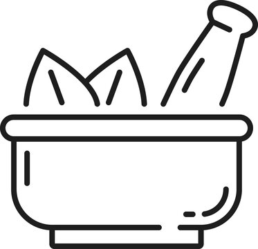 recommend clip art: Mortar and pestle bowl of spa powder isolated icon
