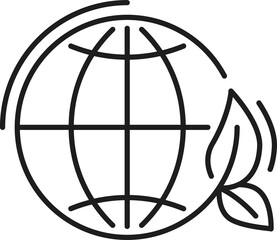 Eco world planet, green plant emblem isolated icon