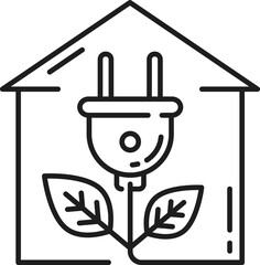 Green renewable energy in house, electric plug