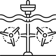Tidal power plant with turbines, wave station icon