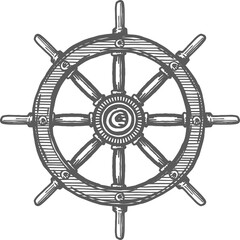 Mariner wheel with handles isolated handwheel icon © Vector Tradition