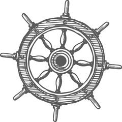 Obraz premium Boat control rudder isolated steering wheel icon