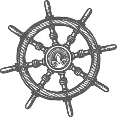 Obraz premium Seafarer wheel with handle isolated handwheel icon