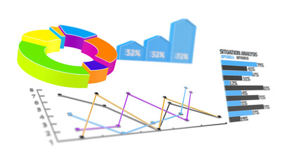 Financial graph and chart. 3d render