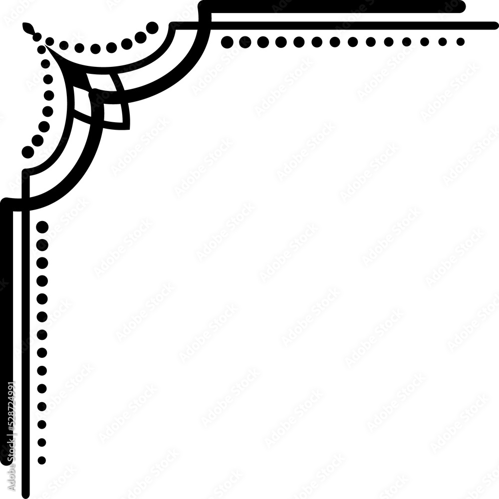 Wall mural corner design element with dots and lines isolated