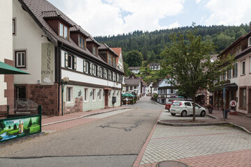 Street in Alpirsbach in the Black Forest, Baden-Wurttemberg, Germany, Europe