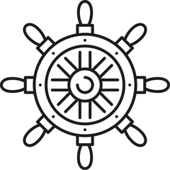 Seafarer wheel with handle isolated handwheel icon