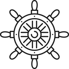 Obraz premium Seafarer wheel with handle isolated handwheel icon