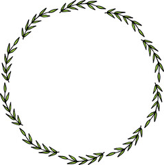 Round frame with spring branches on white background. Vector image.