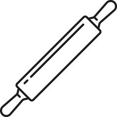 Bakery tool, wooden rolling pin isolated line icon