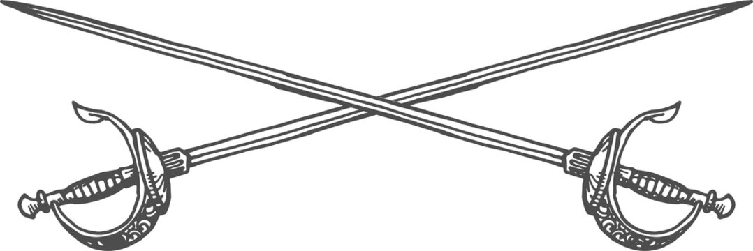 Fencing sport equipment, crossed epees isolated