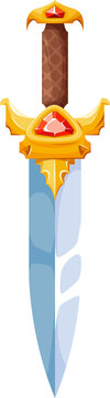 Sword with precious stones, magic stiletto dagger
