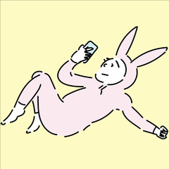 スマホを見ながらだらだらしている人