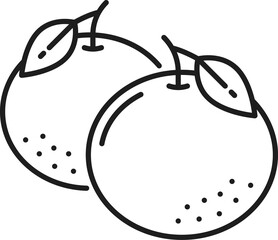 Chinese orange New Year holiday fruit line icon