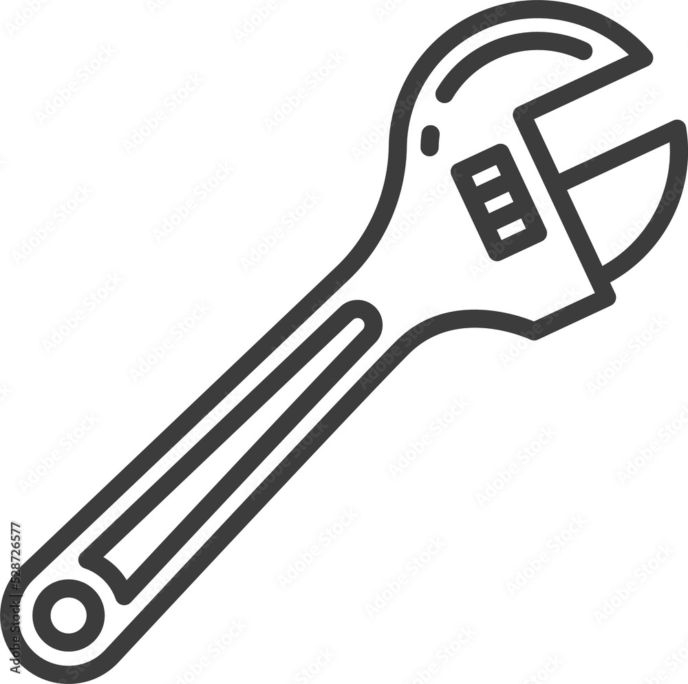 Wall mural adjustable wrench plumbing tool isolated line icon