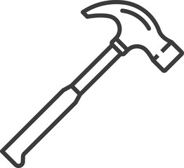 Carpenter or repair tool isolated outline hammer