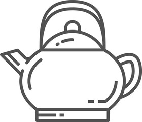 Chinese tea ceremony hot drink teapot outline icon