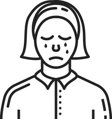 Sad widow crying mourning woman in sorrow isolated