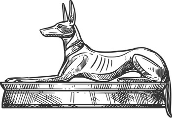 Anubis God statue isolated vector Egyptian dog