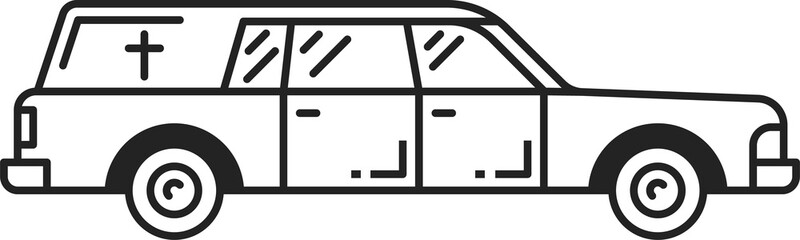 Funeral transport hearse car isolated outline icon