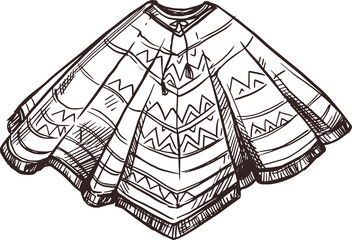 Poncho sketch, Mexican holiday Cinco de Mayo