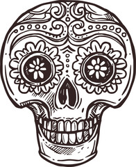 Calavera skull sketch, Cinco de Mayo Mexican icon