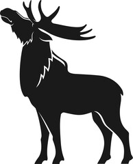 Elk or moose silhouette, wild animal hunt trophy