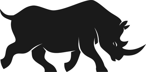 African rhinoceros, safari hunt animal silhouette