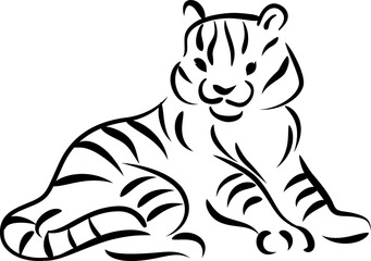 Fototapeta na wymiar Striped tiger zodiac symbol, Chinese horoscope