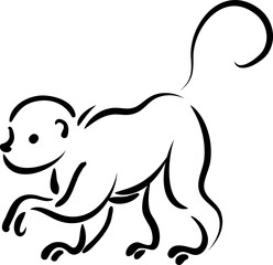 Chinese horoscope sign linear monkey zodiac symbol