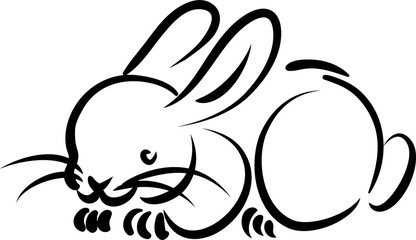 Rabbit zodiac Chinese horoscope animal calligraphy