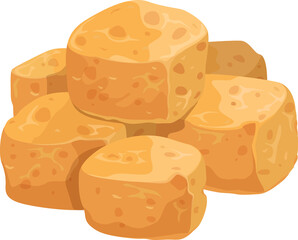 Cubes of bean curd tofu cheese realistic icon