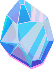 Blue magic crystal, unfaceted gem vector icon