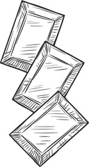 Sketch chocolate bar pieces, vector choco candy