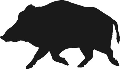 Boar black silhouette, wild pig vector icon.