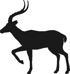 Gazelle or antelope black silhouette, vector icon