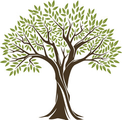 Fototapeta premium Olive tree with green leaves on branches icon