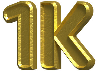 1K Subscribers Followers 3D Isometric Number Design Illustration