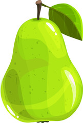 Cartoon pear fruit, vector garden ripe plant.