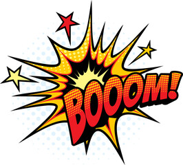 Boom pop art comic bubble, half tone cloud sign © Vector Tradition