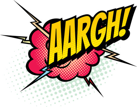 Aargh pop art comic bubble, half tone vector icon