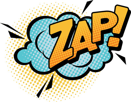 Zap pop art comic bubble isolated vector icon