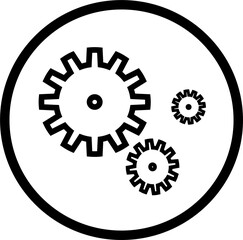 Cog symbol in circle,icon png.