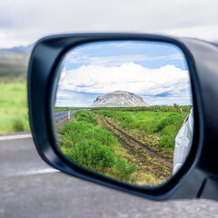 Objects in the rear-view mirror.... B&uacute;rfell, Iceland