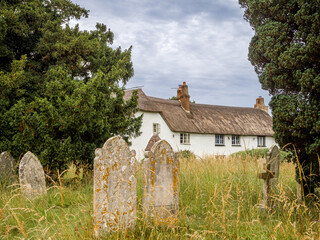 Historic thatched houses in Woodbury, East Devon