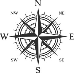 Rose of wind retro compass isolated windrose sign © Vector Tradition