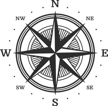 Vector navigation compass retro windrose icon
