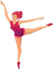 Slim gymnast woman makes leaps on one leg isolated