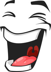 Cartoon laughing face, vector happy emoji, laugh - obrazy, fototapety, plakaty